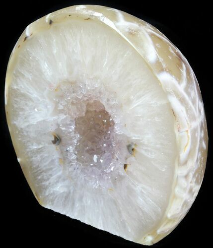 Polished Brazilian Agate Standup - Amethyst Crystals #61911